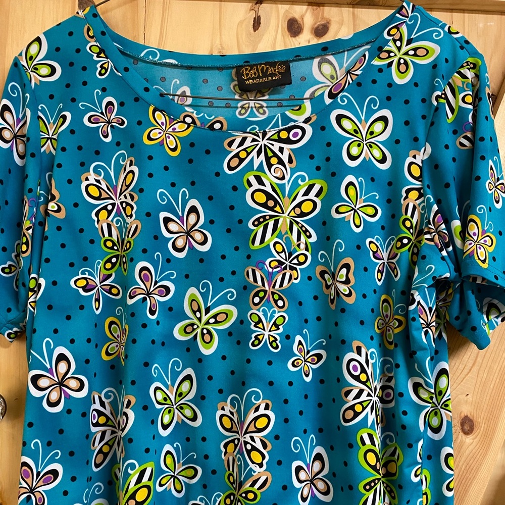 Bob Mackie wearable art teal with butterflies
